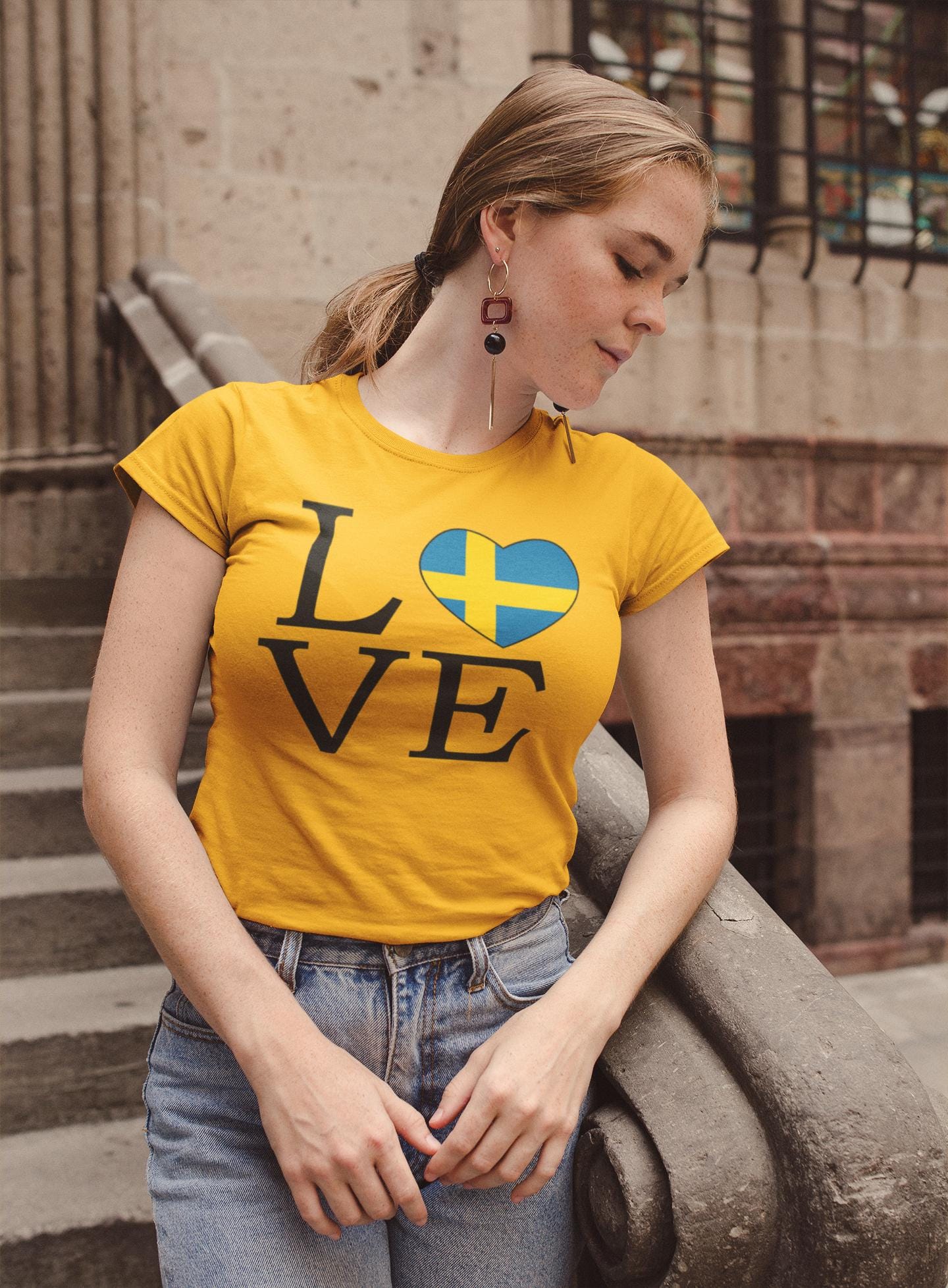 Sweden LOVE Comfort Colors T-Shirt - Swedish Unisex Garment-Dyed Tee Shirt, Gift for Sweden Fans, Scandinavian Apparel, Sverige Clothing,