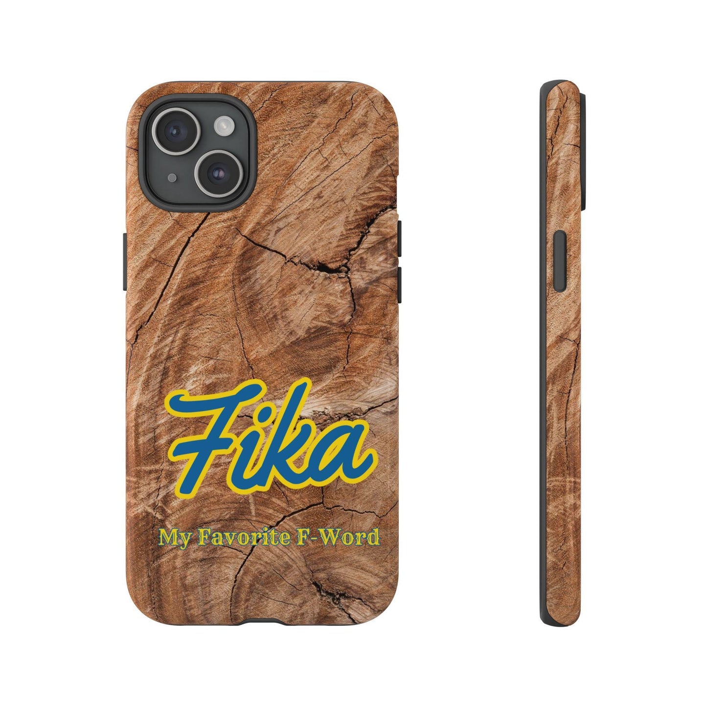 Fika Phone Case Scandinavian Swedish Fika - My Favorite F Word Black Dual Layer Smart Phone Case Coffee with Friends