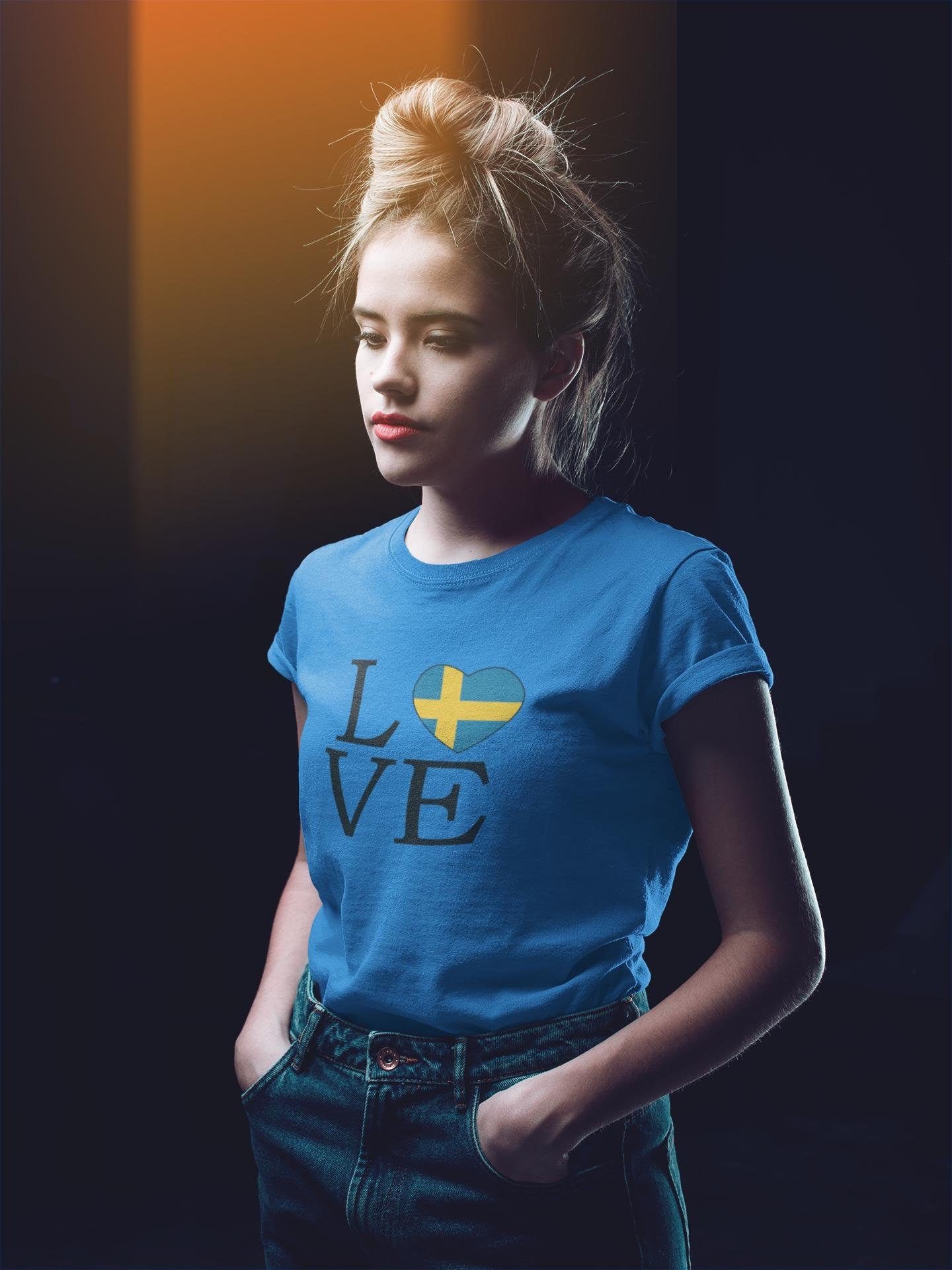 Sweden LOVE Comfort Colors T-Shirt - Swedish Unisex Garment-Dyed Tee Shirt, Gift for Sweden Fans, Scandinavian Apparel, Sverige Clothing,