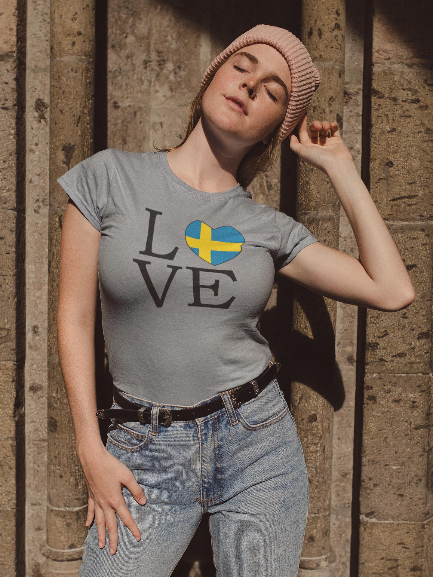 Sweden LOVE Comfort Colors T-Shirt - Swedish Unisex Garment-Dyed Tee Shirt, Gift for Sweden Fans, Scandinavian Apparel, Sverige Clothing,