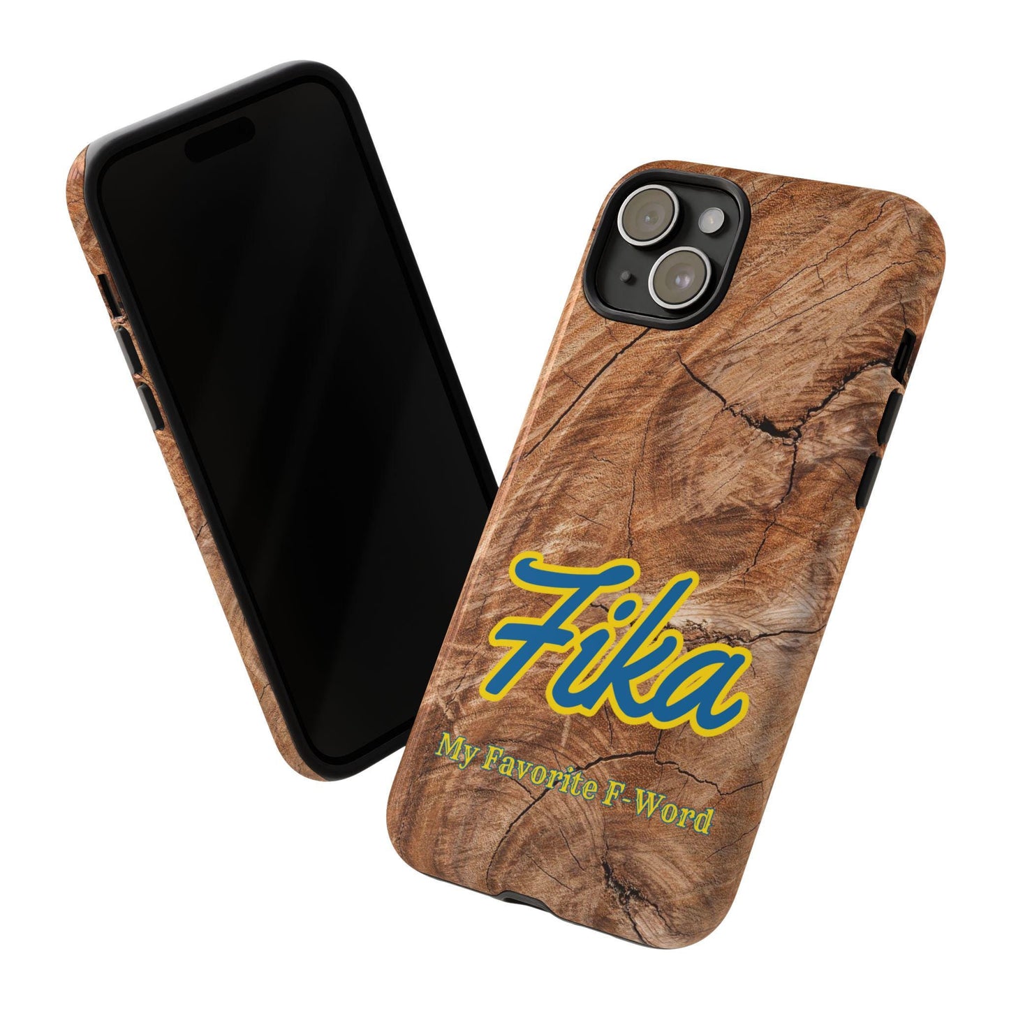 Fika Phone Case Scandinavian Swedish Fika - My Favorite F Word Black Dual Layer Smart Phone Case Coffee with Friends