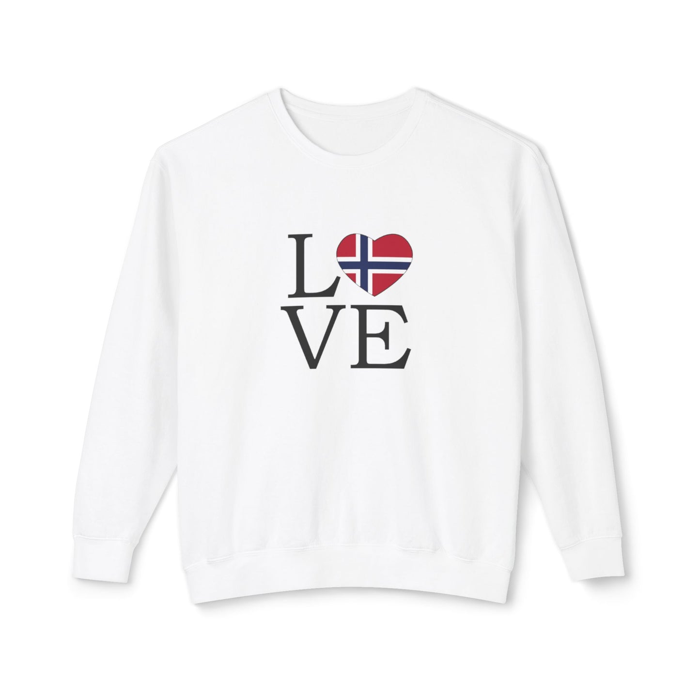 Norway LOVE Unisex Lightweight Crewneck Sweatshirt - Men Women His Hers, Scandinavian Sweatshirt, Nordic Gift, Couples Matching Shirt,