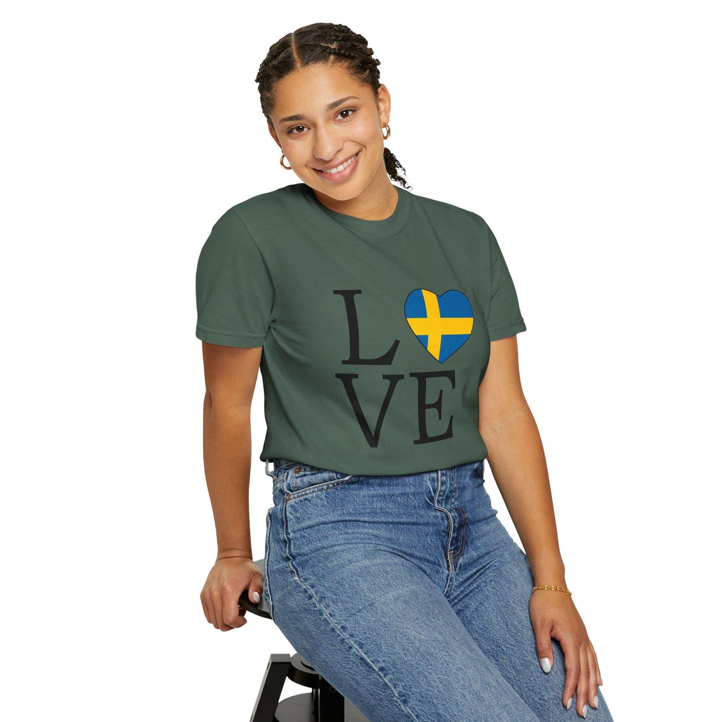 Sweden LOVE Comfort Colors T-Shirt - Swedish Unisex Garment-Dyed Tee Shirt, Gift for Sweden Fans, Scandinavian Apparel, Sverige Clothing,