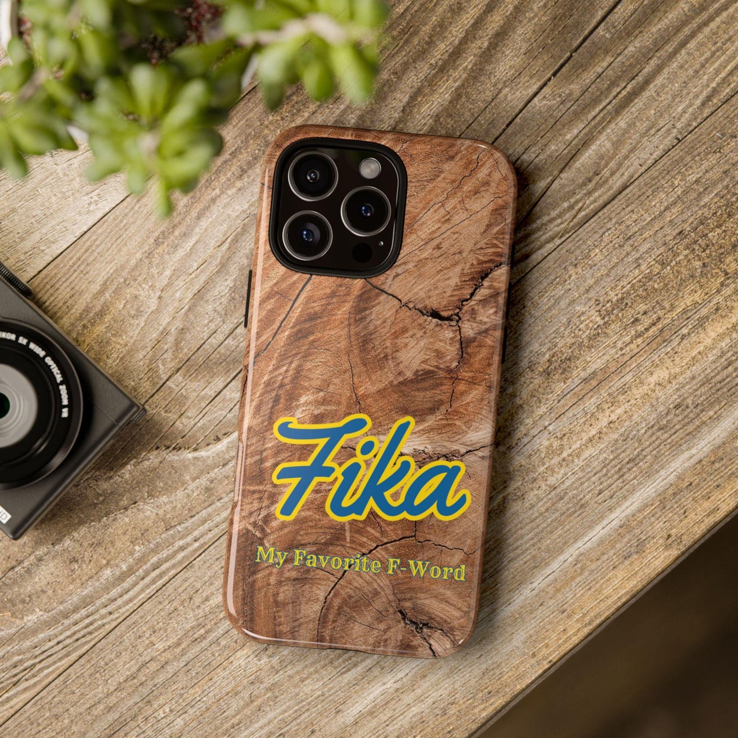 Fika Phone Case Scandinavian Swedish Fika - My Favorite F Word Black Dual Layer Smart Phone Case Coffee with Friends