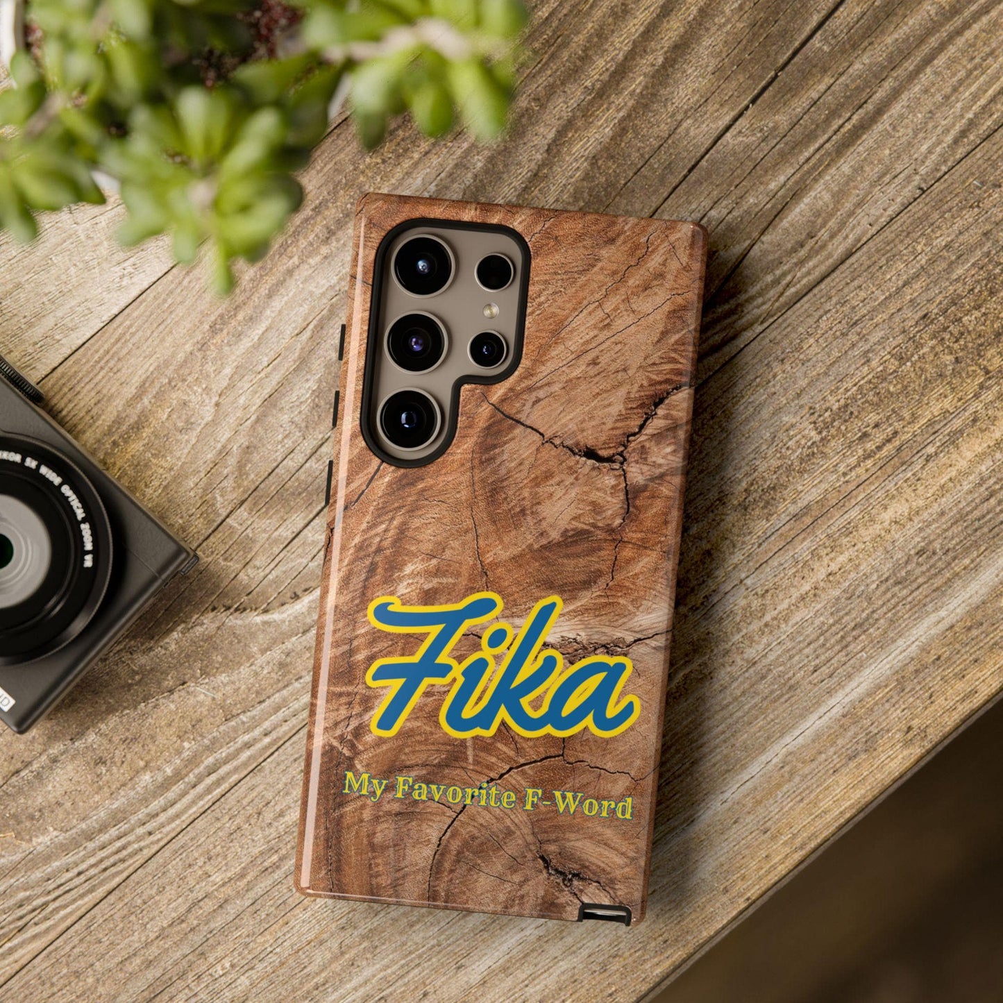 Fika Phone Case Scandinavian Swedish Fika - My Favorite F Word Black Dual Layer Smart Phone Case Coffee with Friends