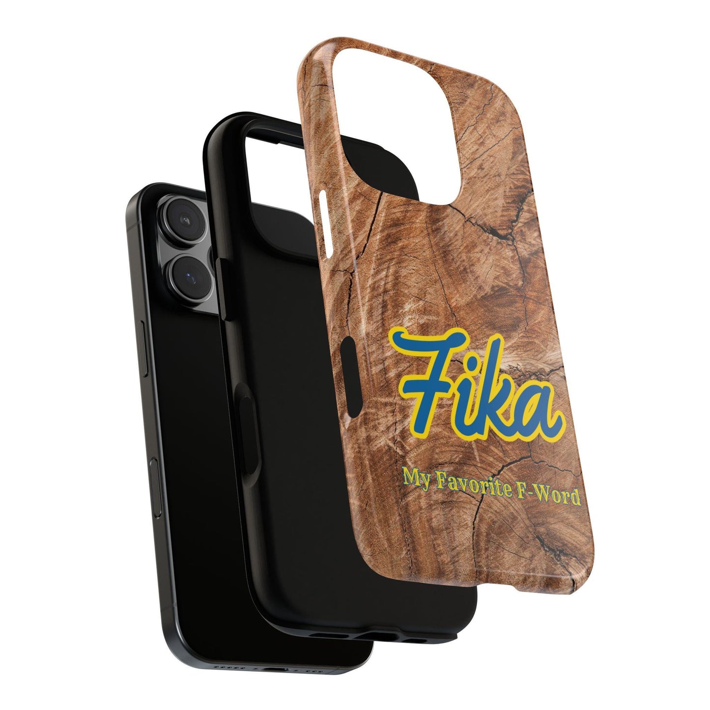 Fika Phone Case Scandinavian Swedish Fika - My Favorite F Word Black Dual Layer Smart Phone Case Coffee with Friends