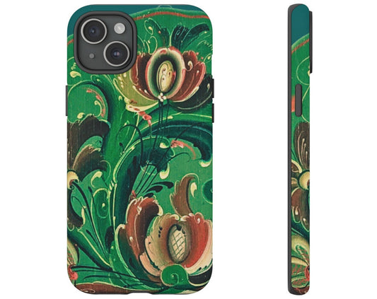 Rosemaling Style Vintage Scandinavian Dual Layer Phone Case