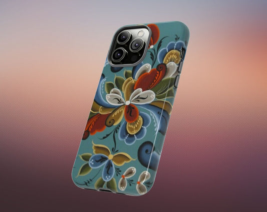 Vintage Rosemaling Phone Dual Layer Cases Scandinavian Painting Telemark Cases