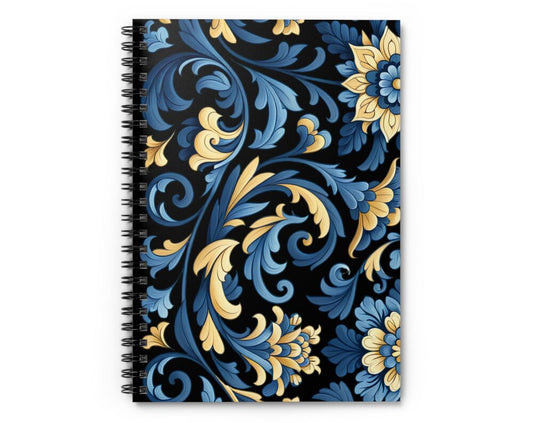 Modern Scandinavian Rosemaling Spiral Bound Notebook